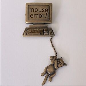 Vintage JJ (Jonette Jewelry Co.) "Mouse Error" Cat Brooch